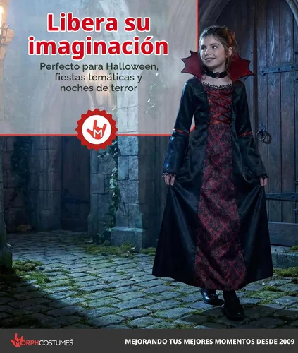 Vista 6 de Morph, Disfraz de vampiro para niñas, disfraces de Halloween para niños