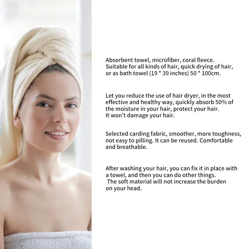 Vista 4 de Toalla de microfibra para el cabello de secado rápido, toallas de secado de pelo, adecuadas para todo tipo de cabello, ultra absorbente, cabello Azul