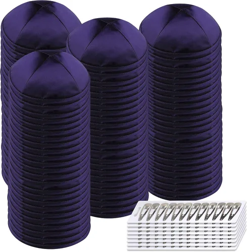 Vista 19 de Zion Judaica Deluxe Satin Kippah Yarmulkes para niños, adolescentes y adultos, 6.25 pulgadas, opciones multicolores, diseño de 4 paneles Negro