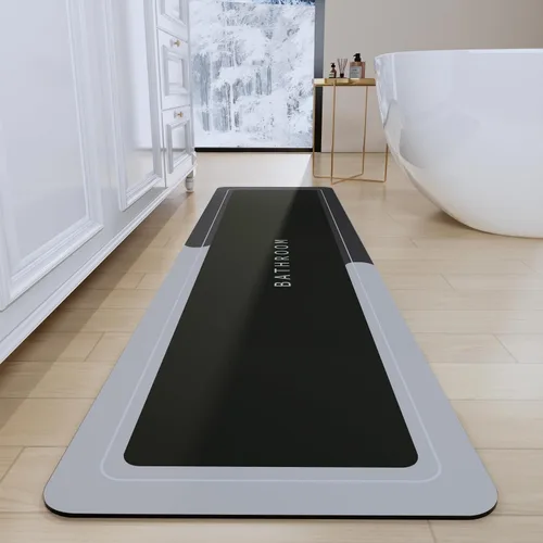 Vista 53 de Tapetes de baño antideslizantes de secado rápido, tapetes de baño de goma súper absorbentes para debajo de la puerta, tapetes de baño para baño, Azul