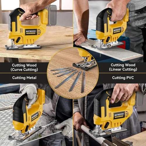Vista 7 de Sierra caladora compatible con batería Dewalt de 20V Max, herramienta de sierra caladora inalámbrica sin escobillas NATBEESY, luz de trabajo LED