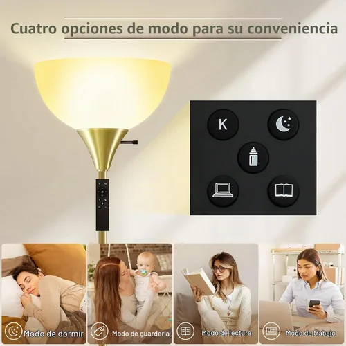 Vista 5 de Lámparas de pie para sala de estar, lámparas de pie Torchiere de 71 pulgadas con control remoto, 2700K-6500K temperatura de color y brillo