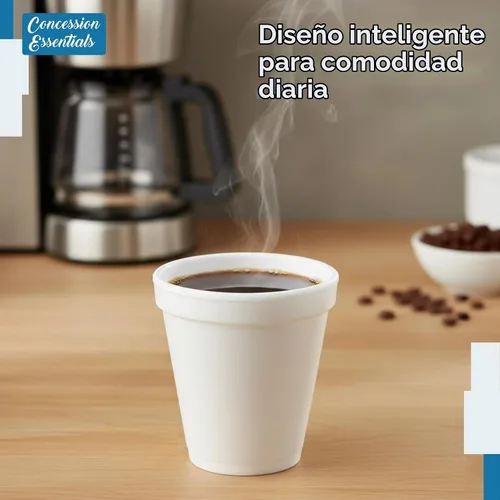 Vista 4 de Concession Essentials Vasos de espuma, desechables para bebidas calientes y frías, tazas aisladas para llevar, 8 onzas, fabricadas en Estados