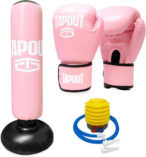 Vista 6 de TAPOUT Kit de boxeo azul para niños: guantes de 8 onzas, saco de boxeo inflable con bomba, bolsa de transporte de malla incluida