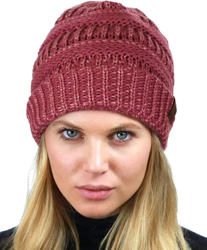 Vista 362 de C.C Trendy Warm Chunky Soft Stretch Cable Knit Beanie