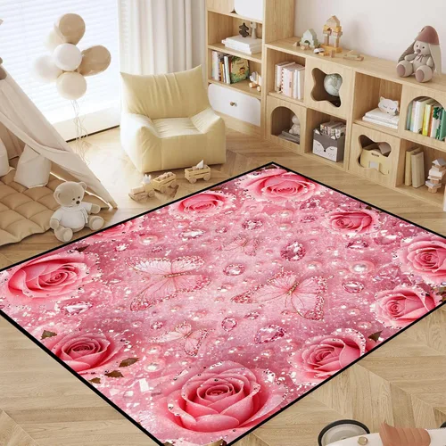 Vista 34 de Alfombras 3D de 3 x 5 pies, color rosa 3D, para dormitorio, lavandería, sala de estudio, alfombra realista de gotas de agua gris plateado 3d rosa 09