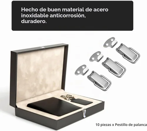 Vista 6 de Pestillo de palanca de resorte mini tamaño Pestillo de caja de herramientas de 44mm/1.73" de longitud - Paquete de 10