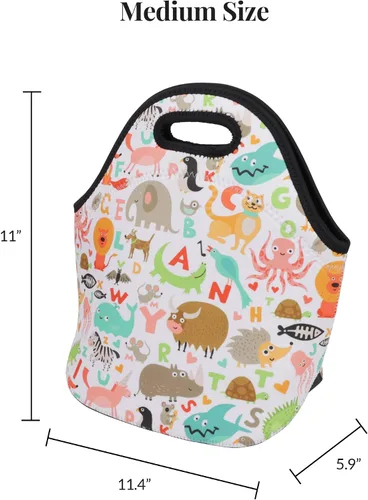Vista 6 de Bolsa de almuerzo de neopreno aislada para mujeres, hombres, adultos, niños, adolescentes, adolescentes, niñas y niños pequeños