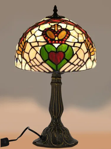 Vista 10 de KY&BOSAM Lámpara de Mesa Celta Irlandesa Tiffany Estilo Trébol Lámpara de Escritorio Luz Nocturna de Vidrio Emplomado 14 Pulgadas de Alto 8 Pulgadas