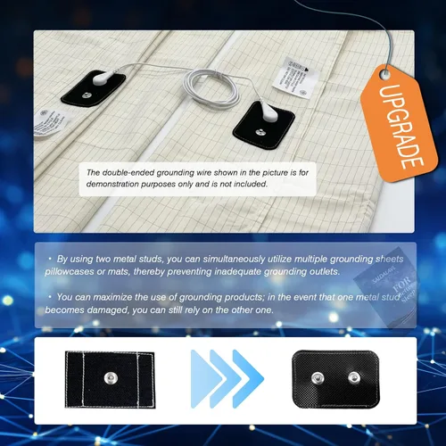 Vista 2 de Funda de Almohada con Conexión a Tierra Queen Conductiva, Fundas de Almohada con Conexión a Tierra de Algodón Orgánico, Sábanas con Conexión a