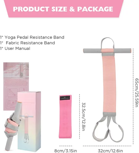 Vista 8 de Banda de resistencia de fitness con asas y pedal antideslizante, bandas de ejercicio de tela de 150 libras, juegos de iniciación de yoga, cuerda