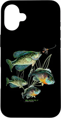 Vista 23 de Crappie Bluegill Fishing Phone Covers Black Fly Case for iPhone 17