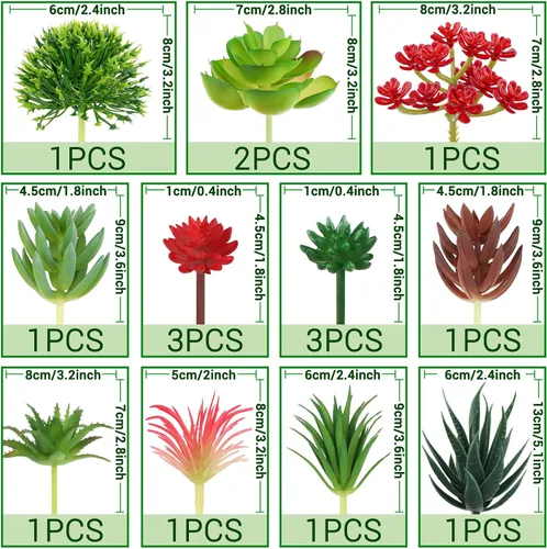 Vista 2 de QUOZUO Plantas suculentas artificiales, 16 plantas suculentas falsas para bricolaje, hogar, pared, jardín, oficina, fiesta, decoración colorida
