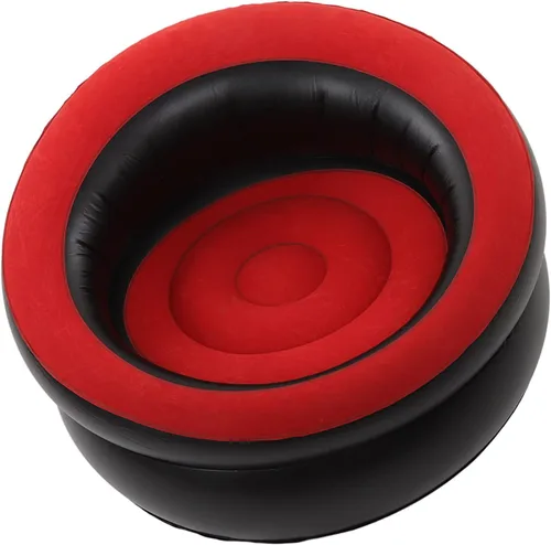 Vista 6 de Sofá inflable, sofá de aire flocado, sofá inflable, sofás, silla inflable para dormitorio, oficina, patio, balcón, campamento, viajes (rojo)