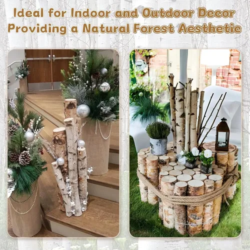 Vista 3 de Paquete de 12 troncos de abedul para decoración de chimenea, ramas de madera de abedul decorativas naturales