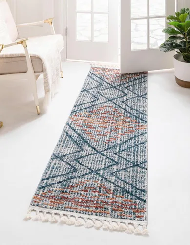 Vista 8 de Unique Loom Aramis Collection - Alfombra de área Kavi (2 pies x 3 pies 1 pulgada, rectangular, marfil/azul)