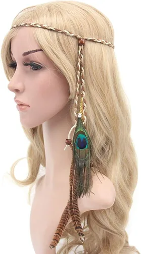 Vista 5 de Tallahassee - Diadema con borlas de plumas indias estilo bohemio
