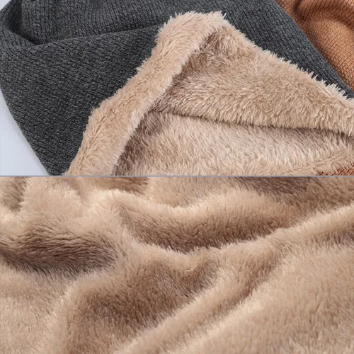 Vista 4 de Conjunto de gorro y bufanda de invierno cálido y elegante gorro de punto para hombres y mujeres