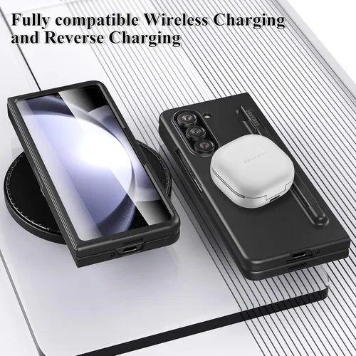Vista 6 de Foluu Funda delgada para Samsung Galaxy Z Fold 5 con soporte para bolígrafo y protector de pantalla frontal integrado, funda protectora