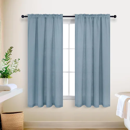 Vista 156 de KOUFALL Juego de 2 cortinas de puerta francesa, cortinas de lino para puerta/ventana, cortina transparente boho para cristal lateral delantero