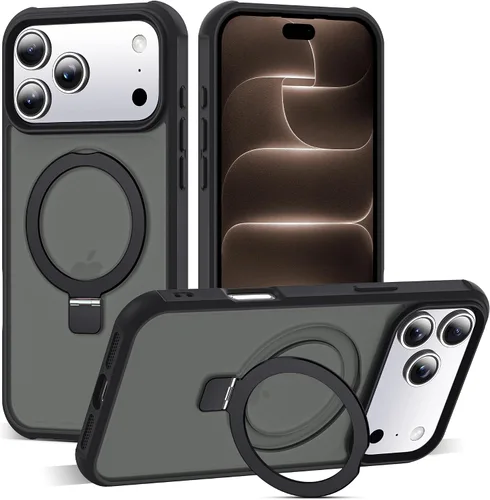 Vista 113 de SKYLMW - Funda compatible con iPhone 11 de 6.1 pulgadas, con soporte magnético invisible tipo anillo, funda translúcida de grado militar, compatible
