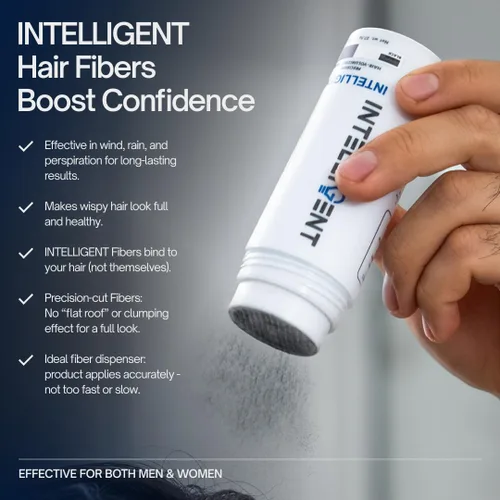 Vista 3 de INTELLIGENT - Fibras voluminizadoras de precisión para el cabello fino - Negro natural Cobertura indetectable para hombres y mujeres 6 tonos