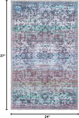 Vista 2 de Unique Loom Renaissance Collection - Alfombra rectangular de 2 x 3 pies 1 pulgada, color azul y verde