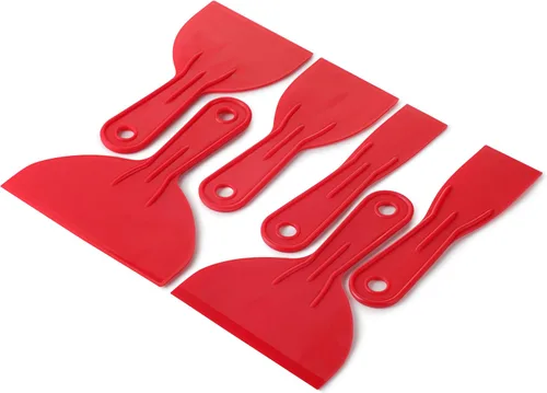 Vista 7 de Bates - Juego de 6 cuchillos de masilla de plástico, raspador de pintura, herramienta de spackle y esparcidor para reparación de raspado de Rojo