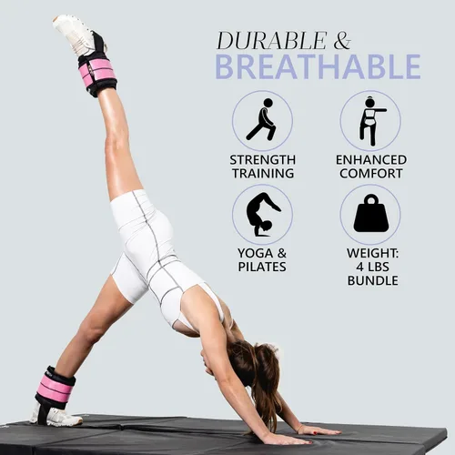Vista 3 de Ankle & Wrist Weights - 8/16/20/30 lbs Pair (4-15lbs - Each) Dual Adjustable Secure Strap System, Patented Design, Ideal for Home Workouts
