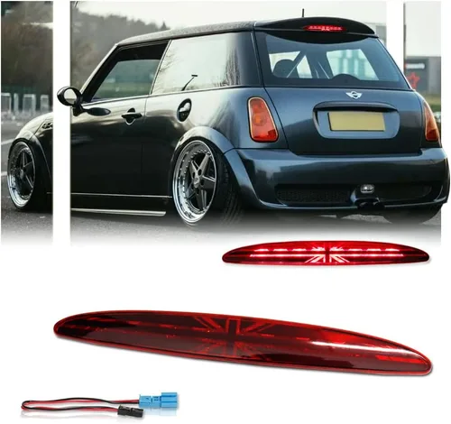 Vista 8 de Luz de Freno LED de 3ra Posición con Lente Transparente para MINI Cooper R50 R53 1ra Gen 2002-2006, [Bandera Union Jack del Reino Unido] 8 LED Rojos