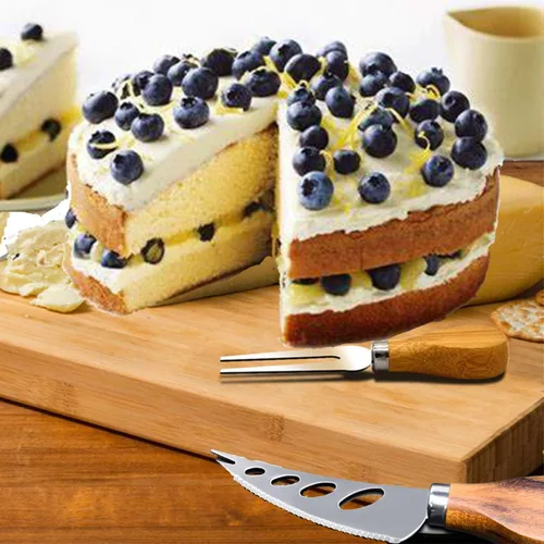 Vista 6 de Cuchillos de queso con cortador de queso, tenedor de queso, cuchillo para untar queso para tablas de embutidos y cubiertos, juego de 6 cuchillos