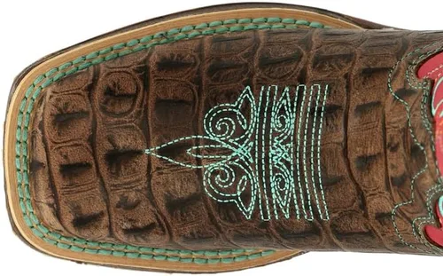 Vista 4 de Durango Lil Little Kids Gator Emboss Western Botas, Rojo