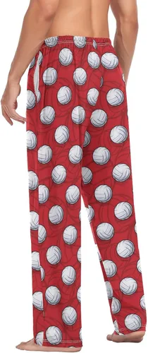 Vista 5 de Pantalones de pijama para hombre, pantalones de pijama de corte recto con bolsillos