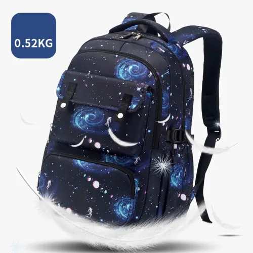 Vista 7 de Mildame Galaxy Backpack for Boys with Lunch Box Set, 3Pcs Boys Bookbag for Elementary, 3 in 1 Teens Space Printed School Bag