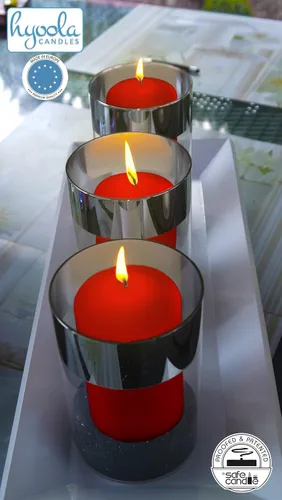 Vista 6 de HYOOLA Velas de pilar rojo de 2 x 3 pulgadas, paquete de 12 velas de pilar a granel sin perfume, hechas en Europa