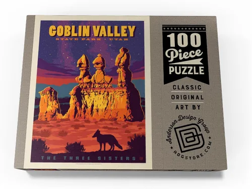 Vista 4 de MyPuzzle Goblin Valley State Park, Utah, Póster Vintage, Rompecabezas de 100 piezas para adultos