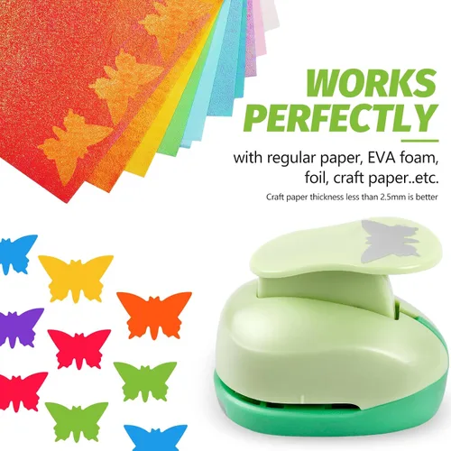 Vista 3 de UCEC Perforadora de mariposa de 1 pulgada, perforadores de papel para manualidades, perforadora de palanca hecha a mano, forma de agujero