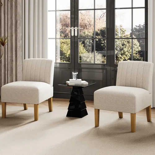 Vista 14 de VIRRMO Sillas de Acento sin Brazos para Sala de Estar, Silla Slipper Moderna Sillas de Sala de Estar con Patas de Madera Sólida, Silla de Tocador