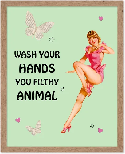 Vista 62 de Poster Master Pin Up Girl Poster - Better Late Than Ugly Print - Butterfly Art - Modern Art - Trendy Art - Gift for Men & Women - Funny Decor for