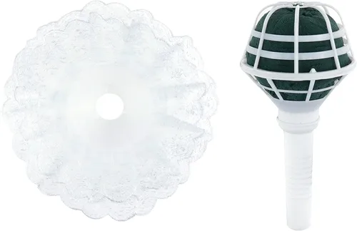 Vista 5 de 2 juegos de soportes para ramo de boda con collares de ramo de encaje blanco, soporte de espuma de resina para ramo de ramo de ramo de novia