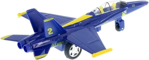 Vista 2 de Playmaker Toys United States Navy Blue Angels F/A-18 Super Hornet Fighter Jet 6 pulgadas modelo de juguete de metal fundido a presión con acción