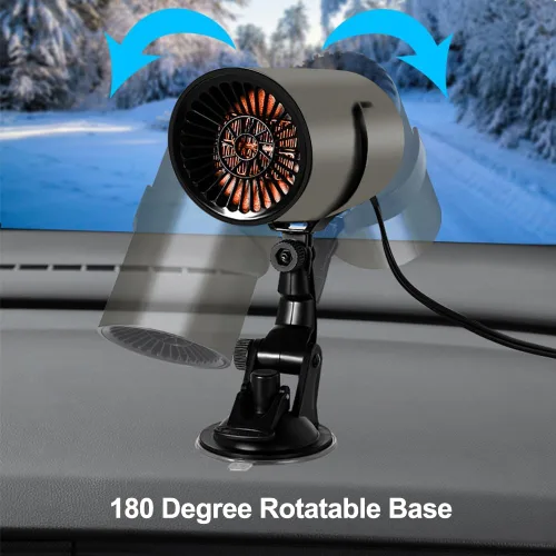 Vista 4 de Descongelador de parabrisas portátil de 12 V 150 W giratorio 180° para automóvil, SUV, camión, caravana, remolque, se conecta al encendedor