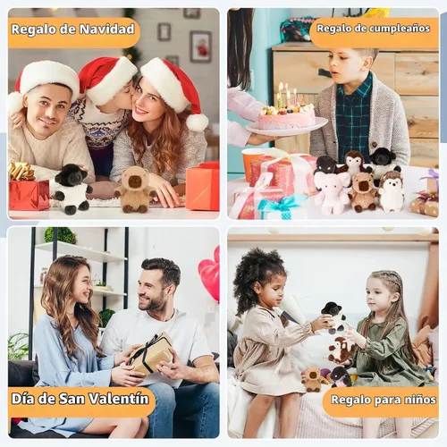 Vista 7 de Capybara de peluche suave lindos animales de peluche de 15 cm Capybara de peluche para abrazar Almohada regalos de cumpleaños, Navidad y San Capibara
