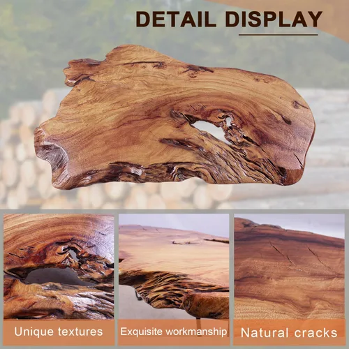 Vista 4 de Mesa de centro de madera natural, mesa de centro única de borde vivo para sala de estar