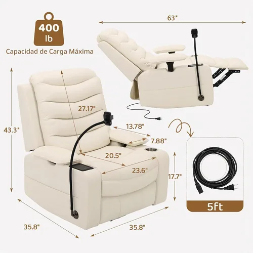 Vista 3 de Olela Auto Glider reclinable, silla mecedora automática del cuarto del bebé Beige