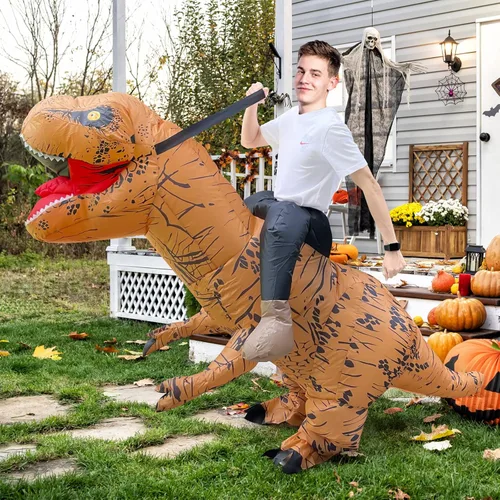 Vista 4 de GOSEN Disfraz inflable para adultos disfraz inflable de dinosaurio de Halloween para adultos disfraces inflados para hombres y mujeres