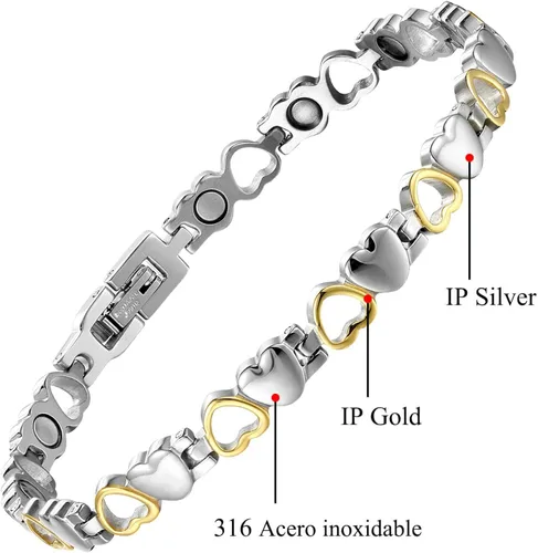 Vista 5 de BioMag Titanium Steel Magnetic Bracelet for Women Copper Rings w 3500 Gauss Magnets for Women Mom Jewelry Gift for Mothers Day