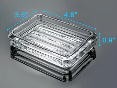 Vista 5 de Jabonera de vidrio transparente, soporte para jabón pesado para baño, fregadero y cocina