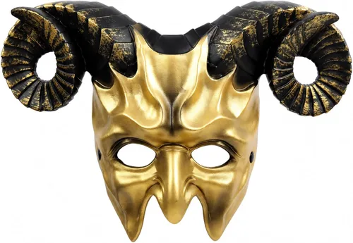 Vista 11 de MCJC Máscara con cuernos de cabra de diablo, accesorios de cosplay de Halloween, máscara de media cara para adultos, 4