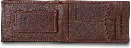 Vista 5 de Eddie Bauer Men's Rugged Leather Bifold Wallet Money Clip RFID Protection ID Window Genuine Leather EDC